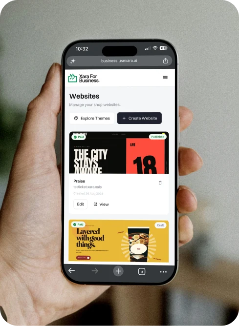 Managing published business websites from a phone